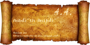 Asbóth Anikó névjegykártya