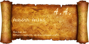 Asbóth Anikó névjegykártya